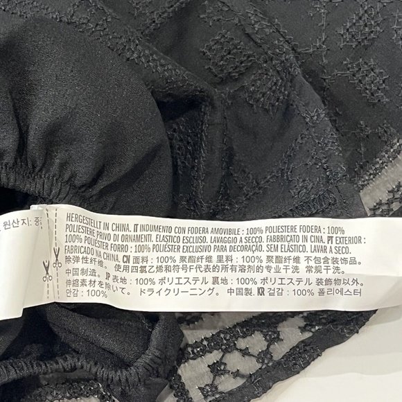 New After Market Black Short Crop Top Embroidered Peasant Women Petite Small/Med - Picture 10 of 15